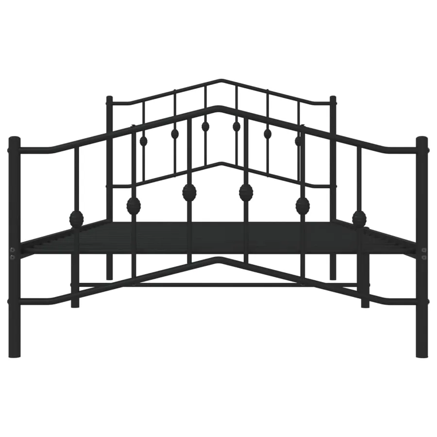Cadre de lit métal sans matelas avec pied de lit noir 107x203cm - 5