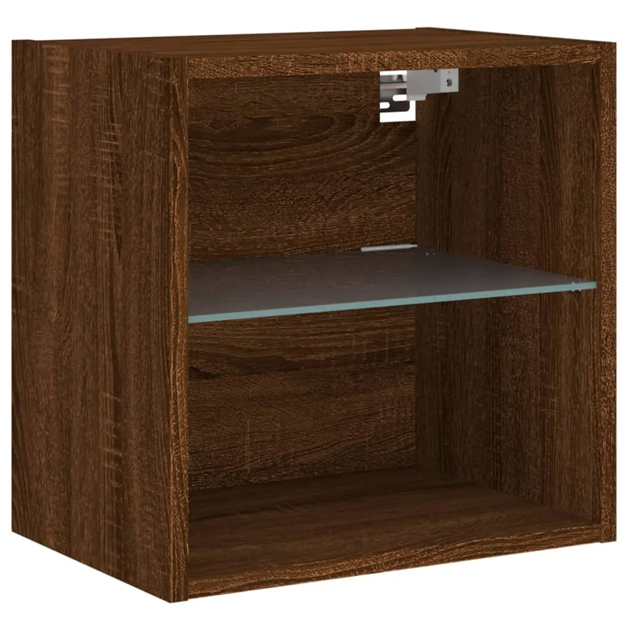 Table de chevet murale avec lumières LED chêne marron - 6