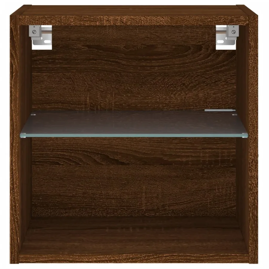 Table de chevet murale avec lumières LED chêne marron - 7