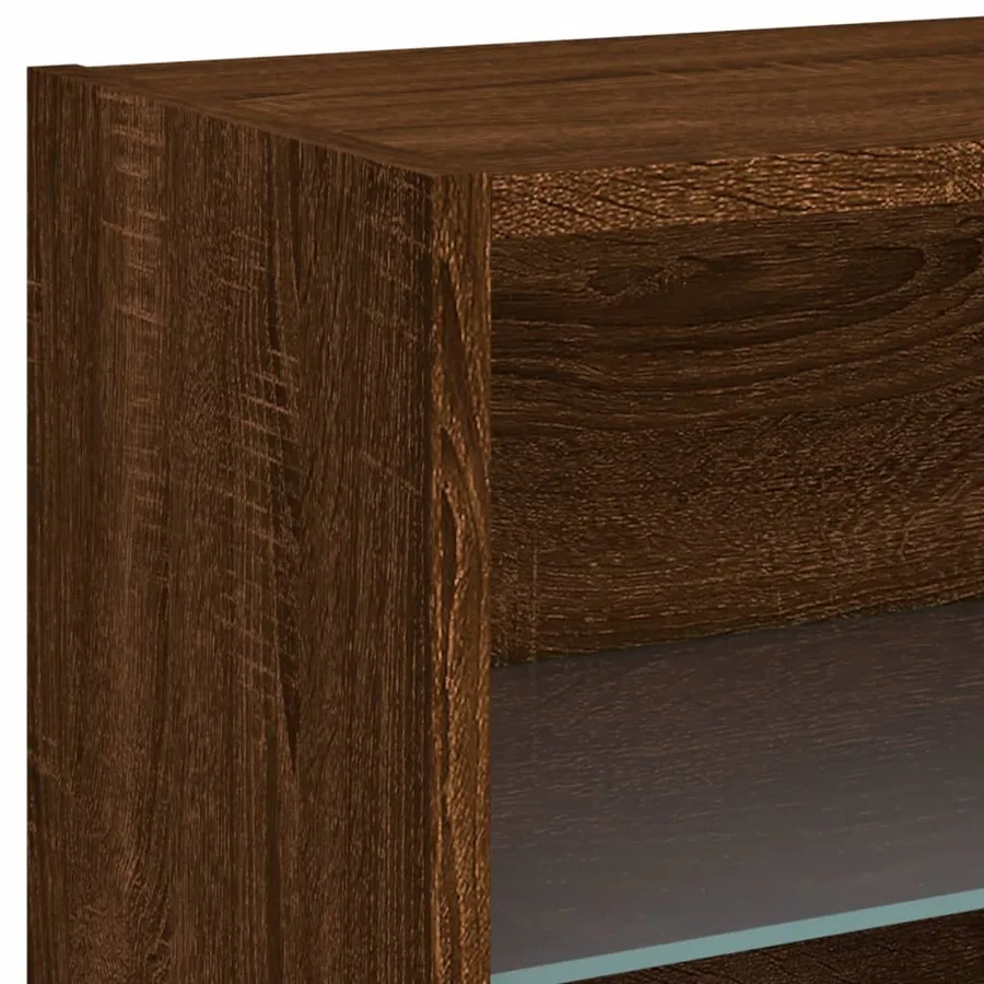 Table de chevet murale avec lumières LED chêne marron - 8