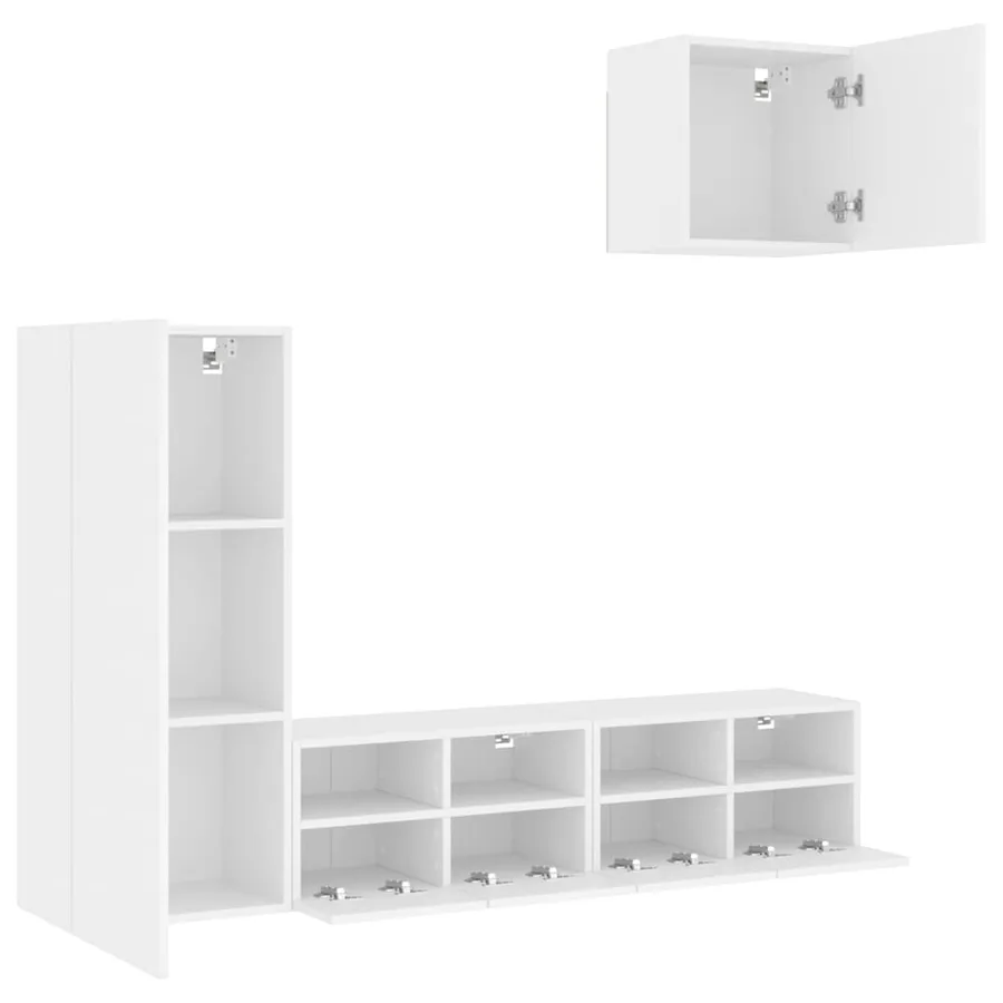 Unités murales TV 4 pcs blanc bois d'ingénierie - 4