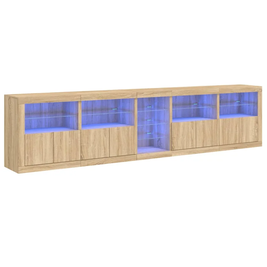 Buffet avec lumières LED chêne sonoma 283x37x67 cm - 2