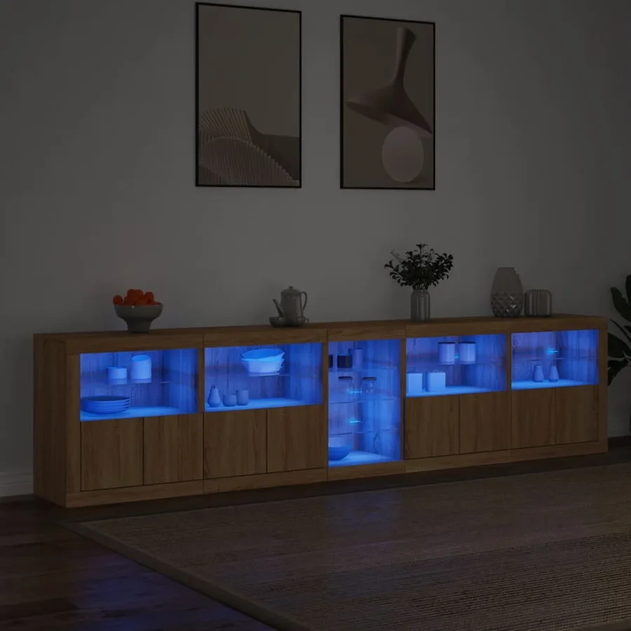 Buffet avec lumières LED chêne sonoma 283x37x67 cm - 3