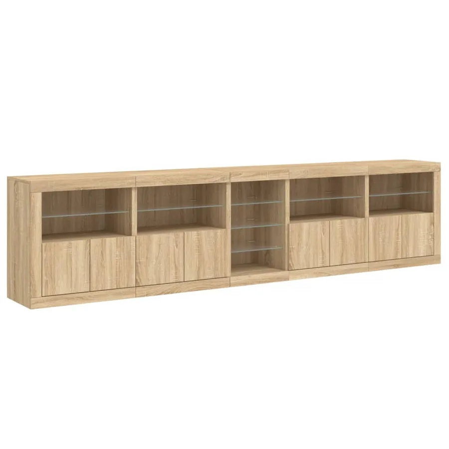 Buffet avec lumières LED chêne sonoma 283x37x67 cm - 6