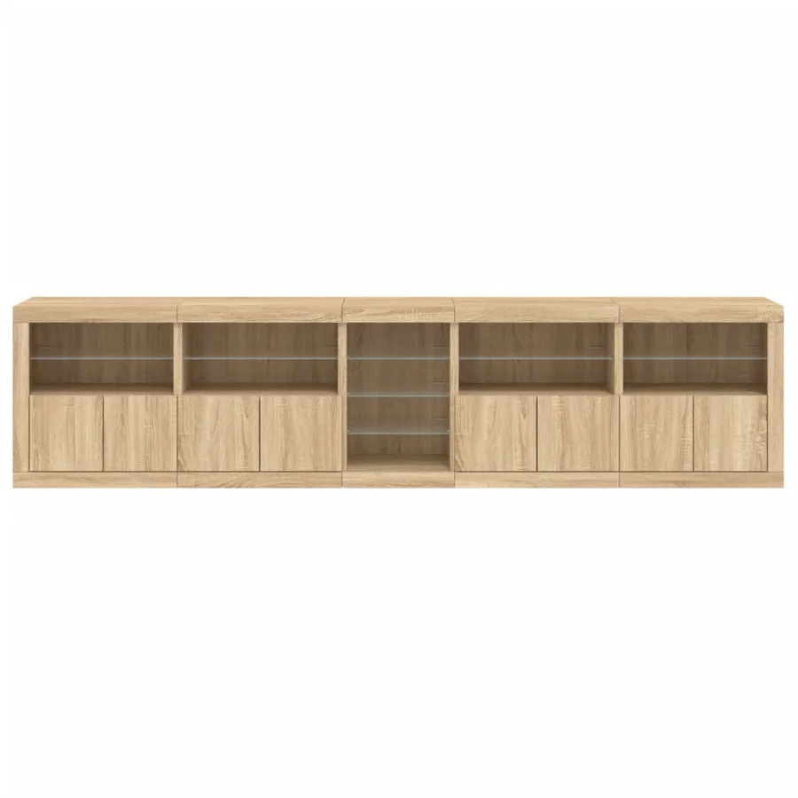 Buffet avec lumières LED chêne sonoma 283x37x67 cm - 7