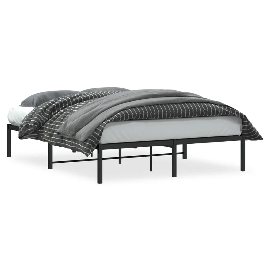 Cadre de lit métal sans matelas noir 135x190 cm - 2