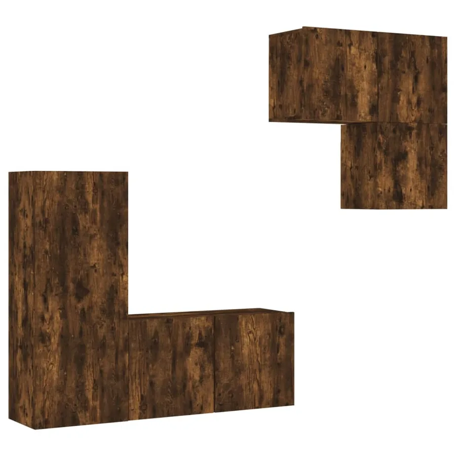 Unités murales TV 4 pcs chêne fumé bois d'ingénierie - 2