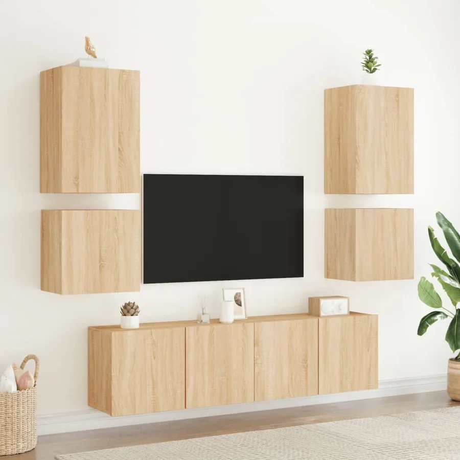 Meuble TV mural chêne sonoma 40,5x30x40 cm bois d'ingénierie - 4