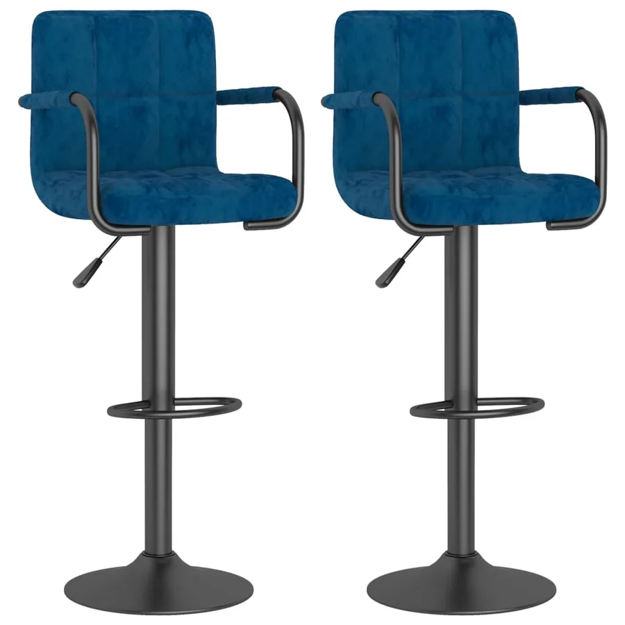 Tabourets de bar lot de 2 bleu velours - 2