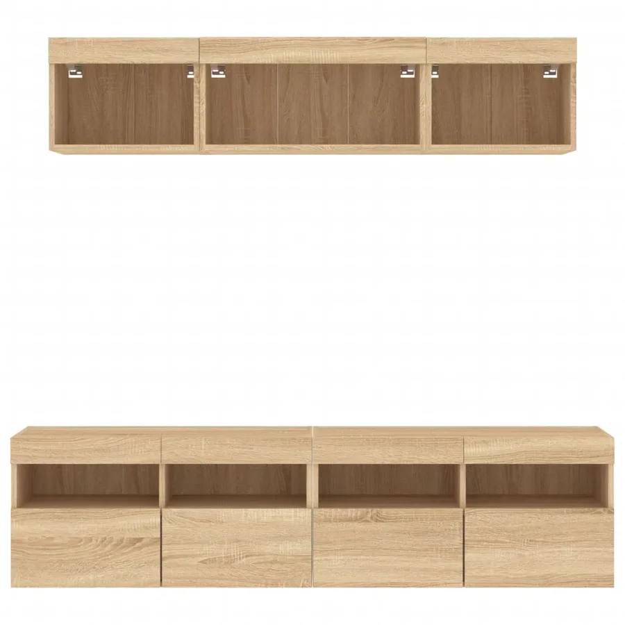 Unités murales TV avec LED 5 pcs chêne sonoma bois d'ingénierie - 7