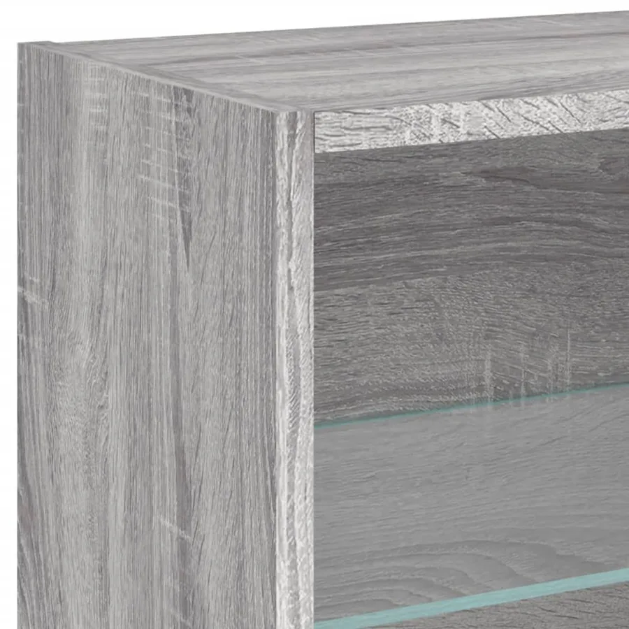 Table de chevet murale avec lumières LED sonoma gris - 10