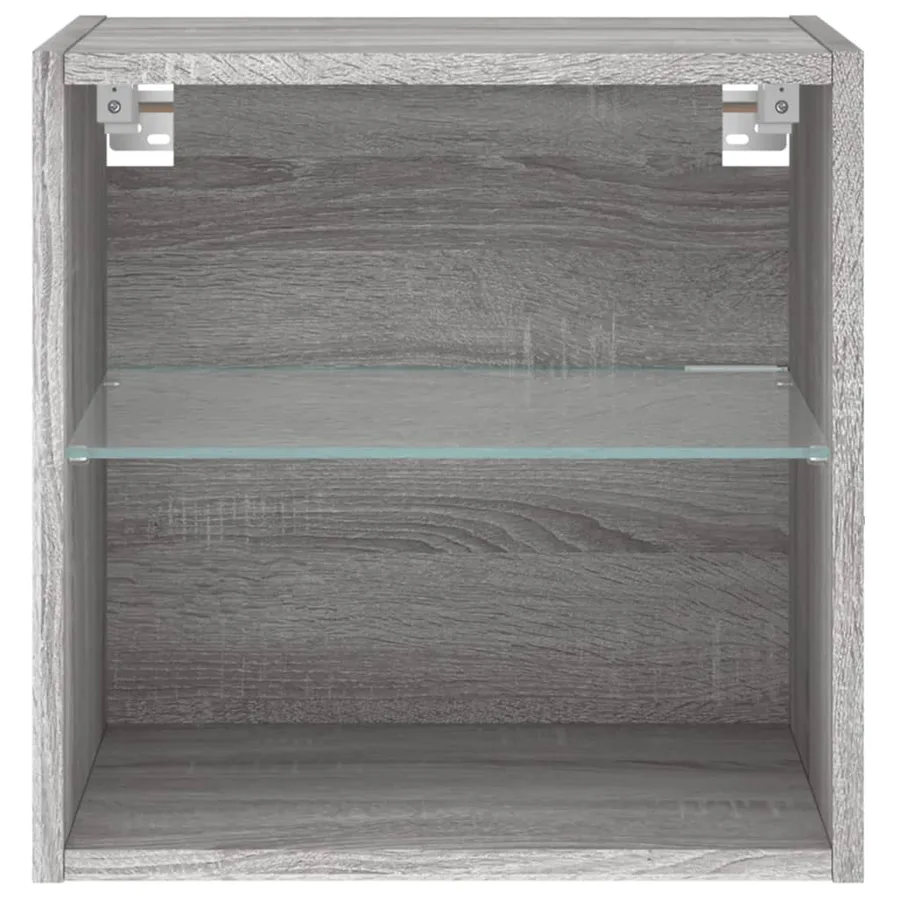 Table de chevet murale avec lumières LED sonoma gris - 7