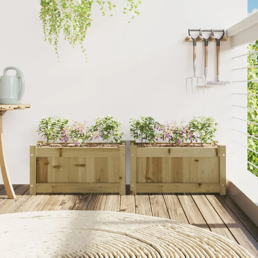 Jardinières 2 pcs bois de pin imprégné - 3