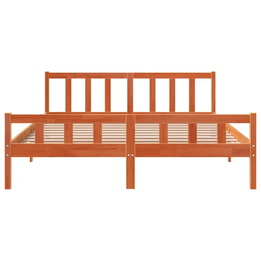 Cadre de lit sans matelas cire marron 160x200cm bois pin massif - 4