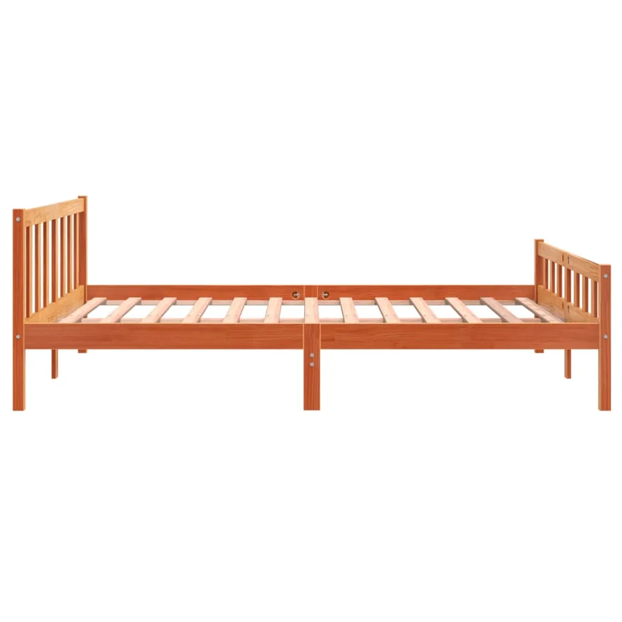 Cadre de lit sans matelas cire marron 160x200cm bois pin massif - 5