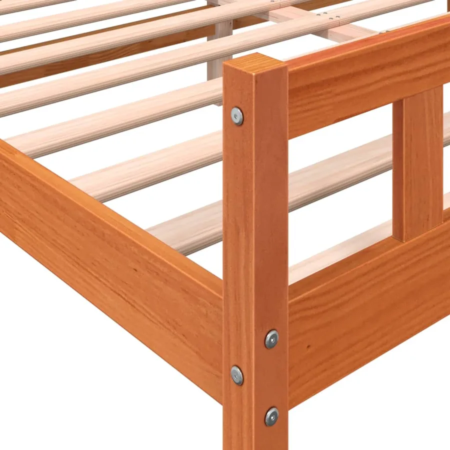 Cadre de lit sans matelas cire marron 160x200cm bois pin massif - 7