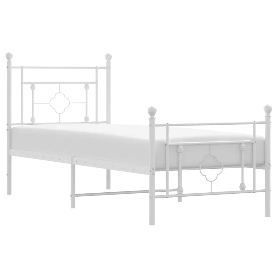 Cadre de lit métal sans matelas avec pied de lit blanc 80x200cm - 2