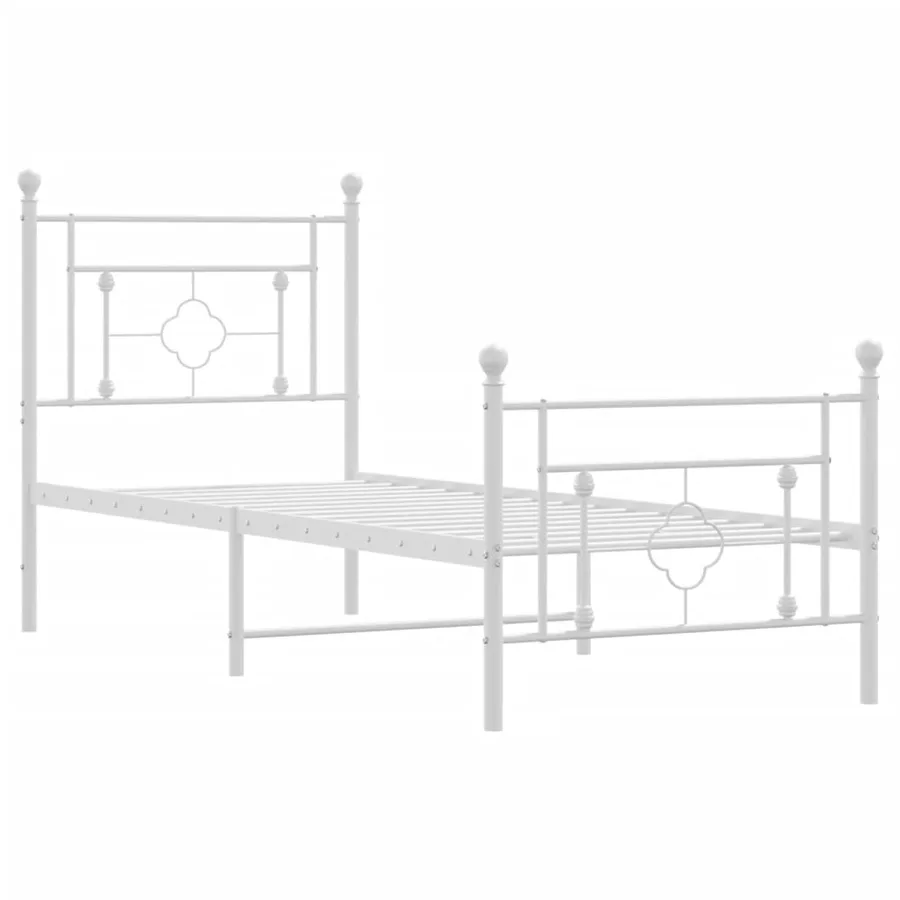 Cadre de lit métal sans matelas avec pied de lit blanc 80x200cm - 4