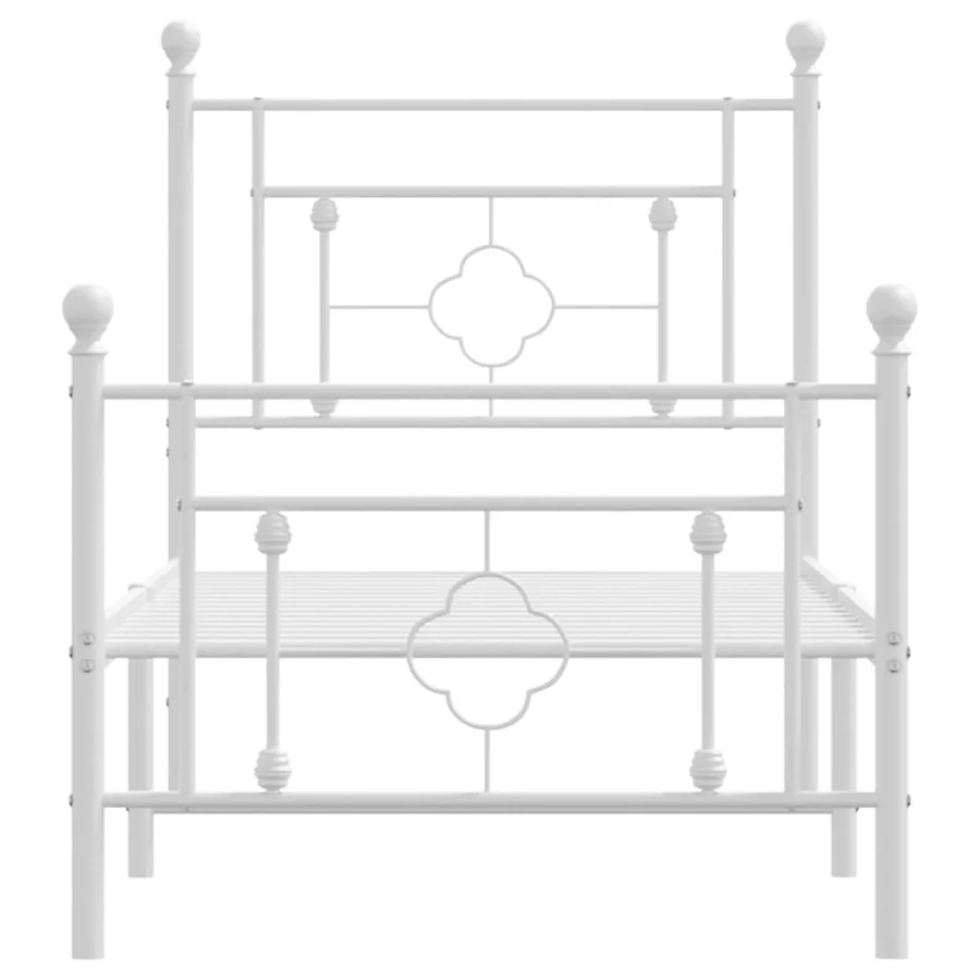 Cadre de lit métal sans matelas avec pied de lit blanc 80x200cm - 5