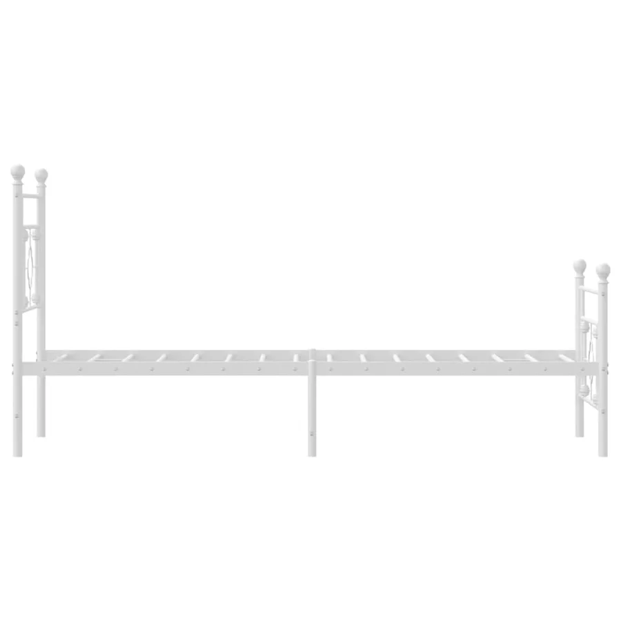 Cadre de lit métal sans matelas avec pied de lit blanc 80x200cm - 6