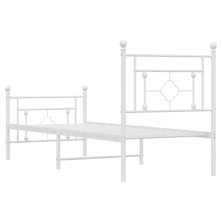 Cadre de lit métal sans matelas avec pied de lit blanc 80x200cm - 7