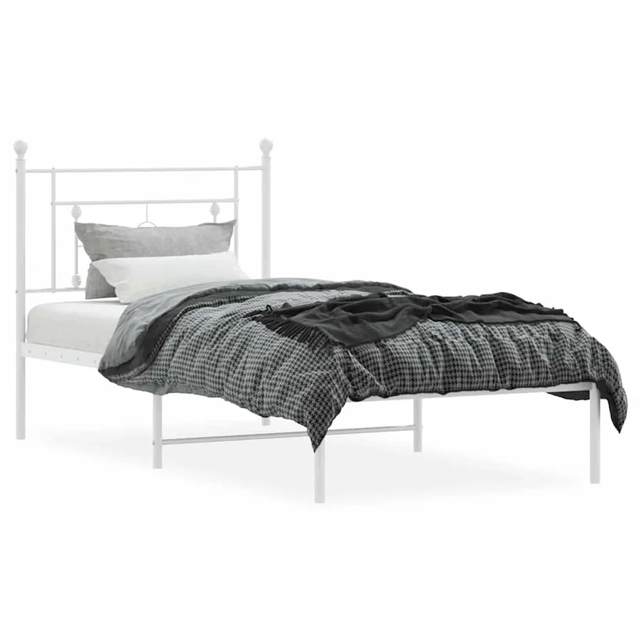 Cadre de lit métal sans matelas et tête de lit blanc 100x200 cm - 5