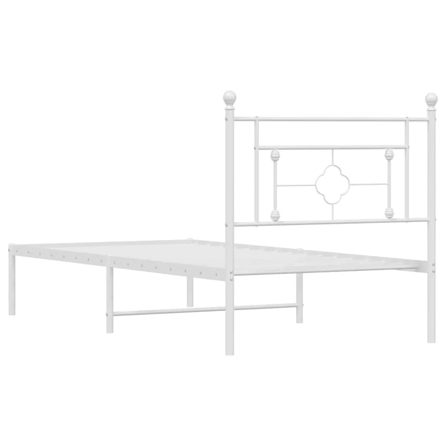 Cadre de lit métal sans matelas et tête de lit blanc 100x200 cm - 8
