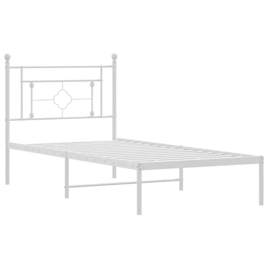 Cadre de lit métal sans matelas avec tête de lit blanc 90x200cm - 4