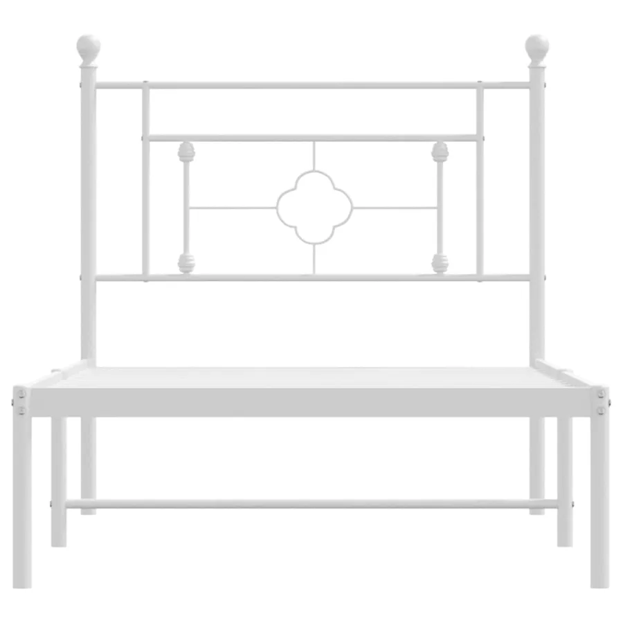 Cadre de lit métal sans matelas avec tête de lit blanc 90x200cm - 5