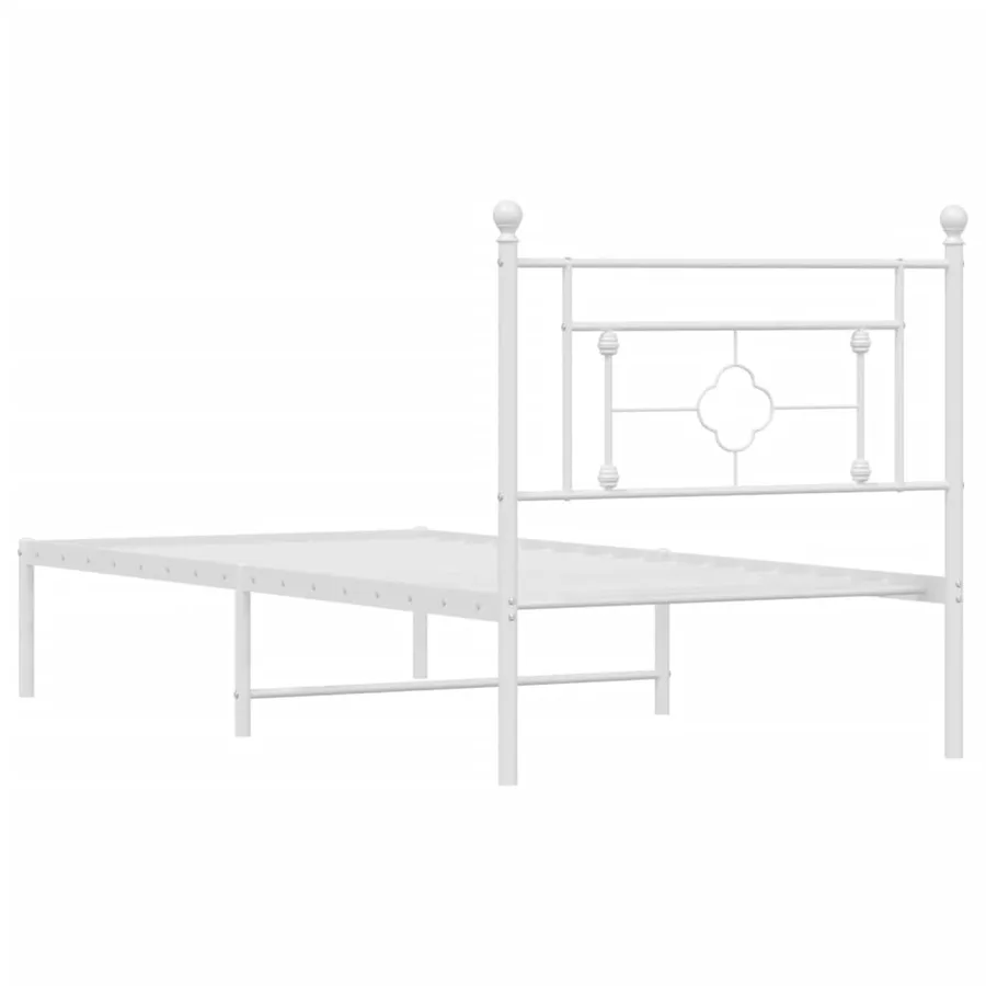 Cadre de lit métal sans matelas avec tête de lit blanc 90x200cm - 7