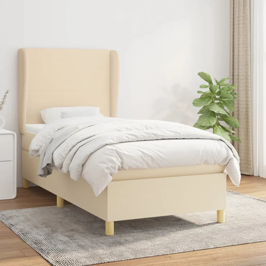 Sommier à lattes de lit avec matelas Crème 80x200 cm Tissu