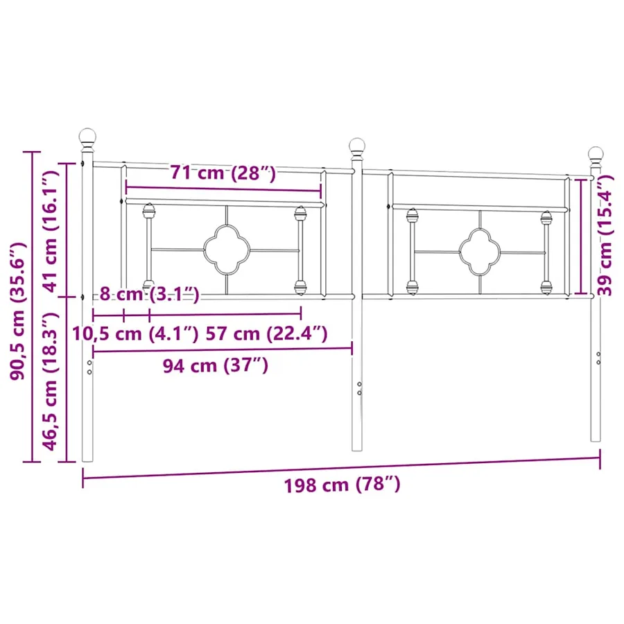 Tête de lit de remplacement métal noir 193 cm - 7