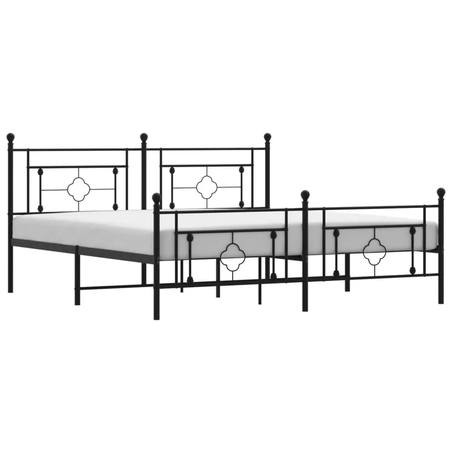 Cadre de lit métal sans matelas avec pied de lit noir 183x213cm - 2