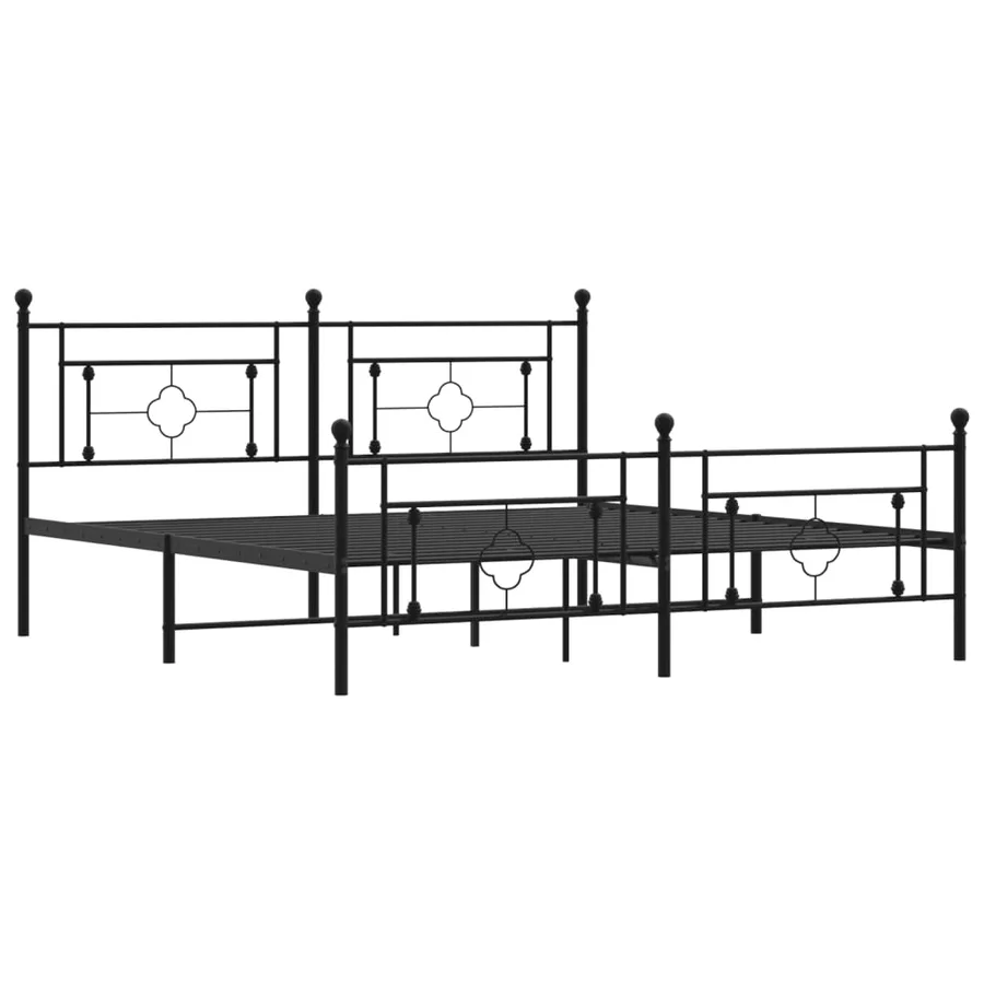 Cadre de lit métal sans matelas avec pied de lit noir 183x213cm - 4