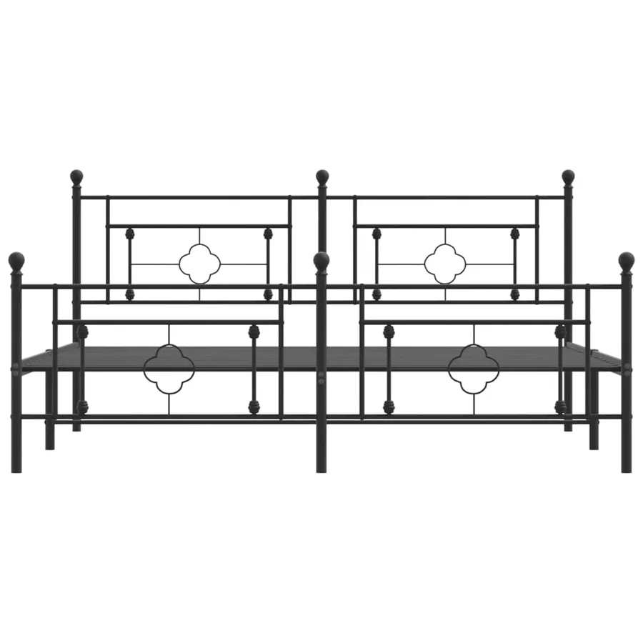 Cadre de lit métal sans matelas avec pied de lit noir 183x213cm - 5