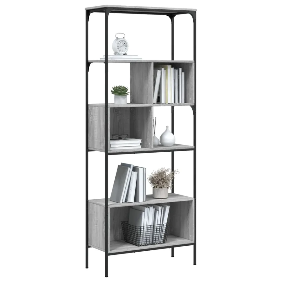 Bibliothèque 5 niveaux sonoma gris 76x33x188,5 cm - 4