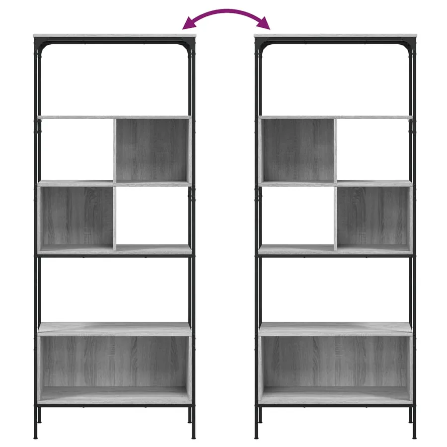 Bibliothèque 5 niveaux sonoma gris 76x33x188,5 cm - 8