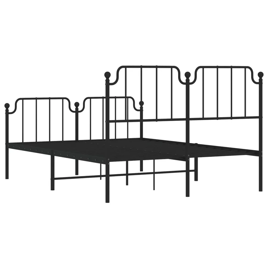 Cadre de lit métal sans matelas avec pied de lit noir 140x200cm - 7