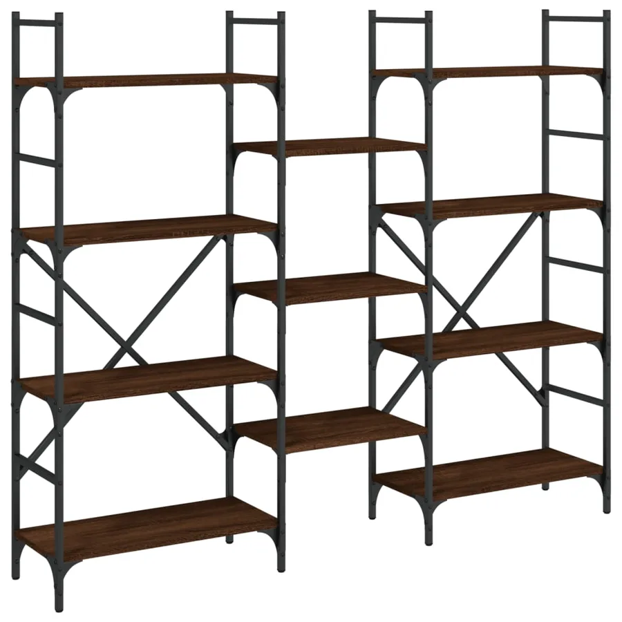 Bibliothèque chêne marron 160x28,5x136,5 cm bois d'ingénierie - 2