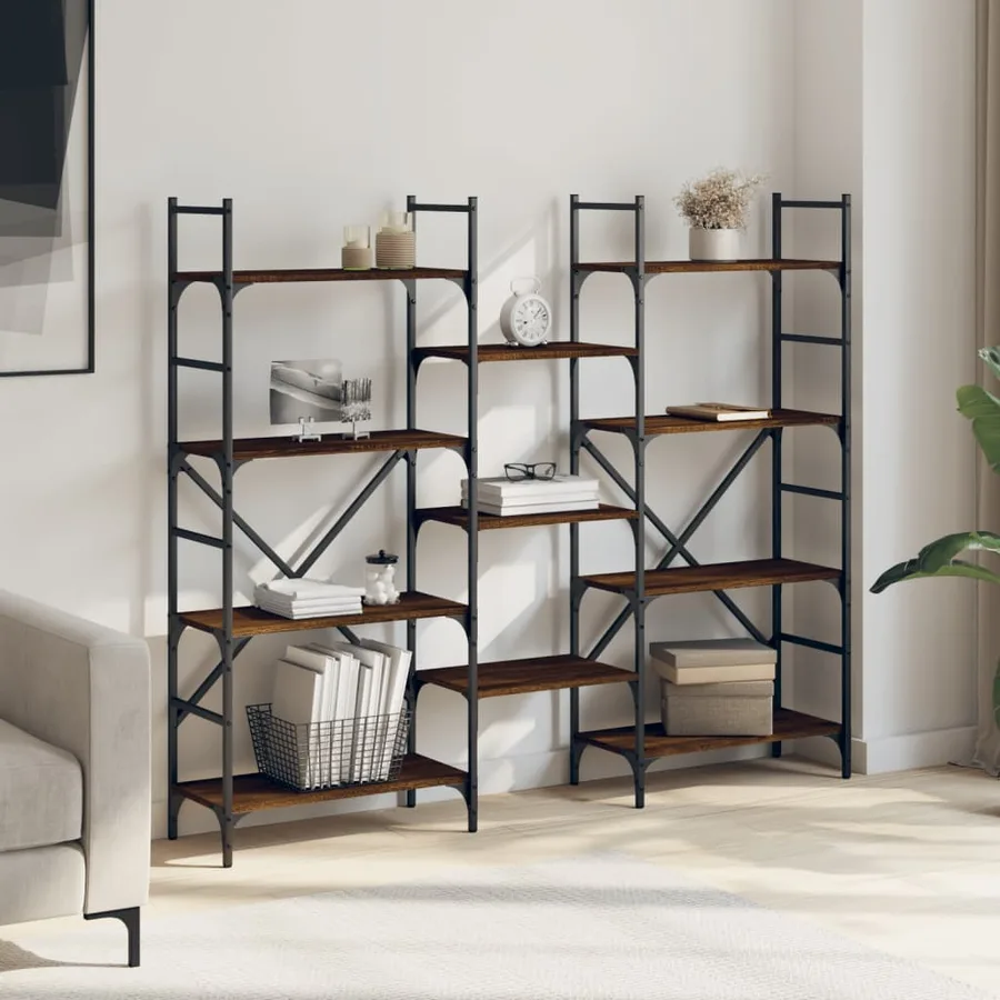 Bibliothèque chêne marron 160x28,5x136,5 cm bois d'ingénierie - 3