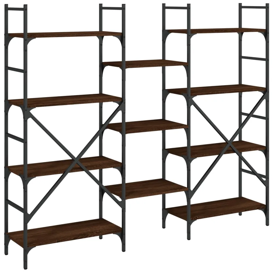 Bibliothèque chêne marron 160x28,5x136,5 cm bois d'ingénierie - 7