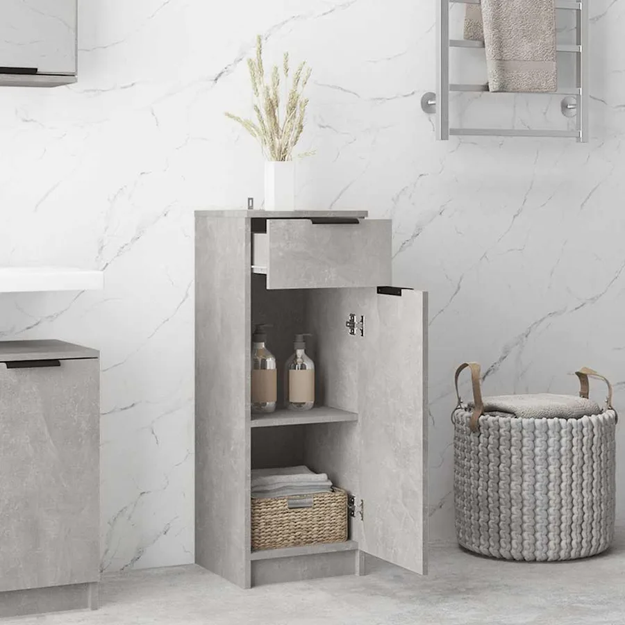 Armoire de salle de bain gris béton 32x34x90 cm - 3