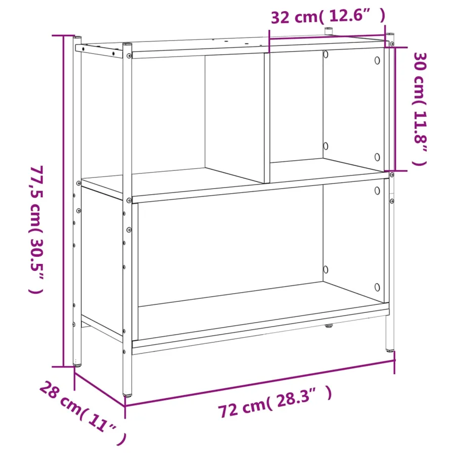 Bibliothèque chêne marron 72x28x77,5 cm bois d'ingénierie - 11