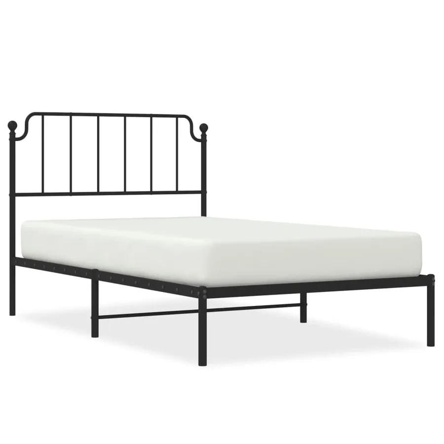 Cadre de lit métal sans matelas avec tête de lit noir 107x203cm - 2