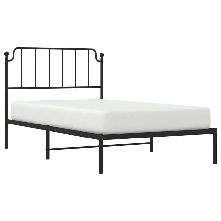 Cadre de lit métal sans matelas avec tête de lit noir 107x203cm - 3