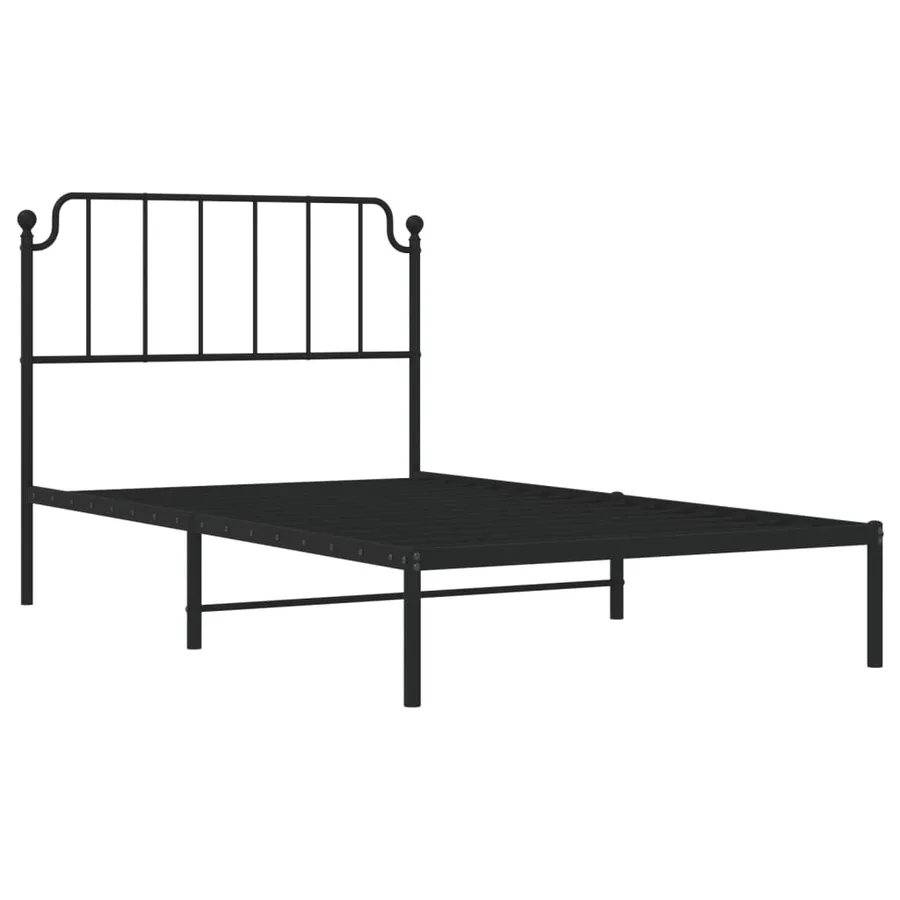 Cadre de lit métal sans matelas avec tête de lit noir 107x203cm - 4