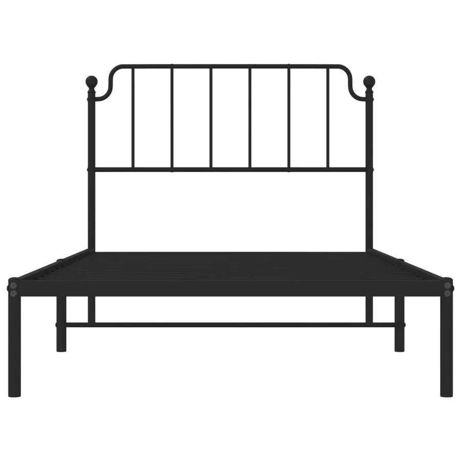 Cadre de lit métal sans matelas avec tête de lit noir 107x203cm - 5