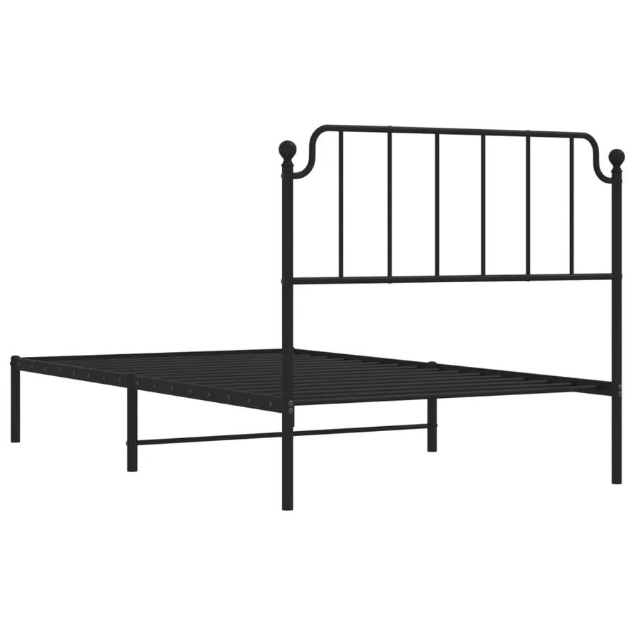 Cadre de lit métal sans matelas avec tête de lit noir 107x203cm - 7