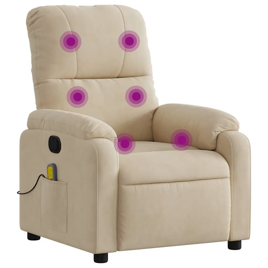 Fauteuil inclinable de massage crème tissu microfibre - 2