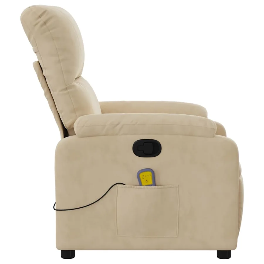 Fauteuil inclinable de massage crème tissu microfibre - 8